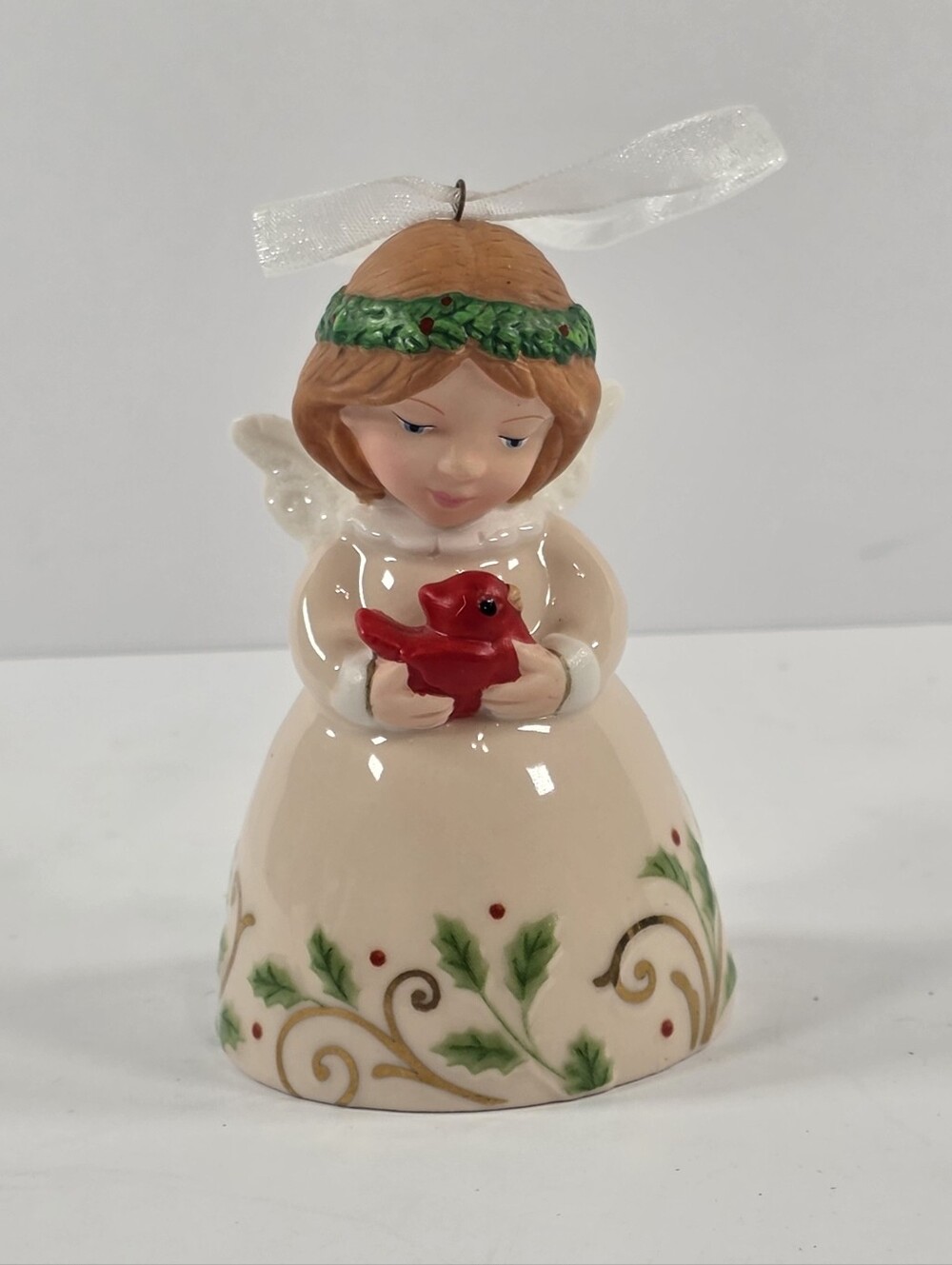 2013 Heavenly Belles #1 Hallmark Ornament Angel with Cardinal And Holly
